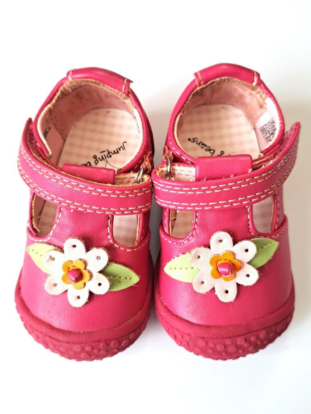 Jumping Beans Mini Dani Pink Flower Mary Jane Infant Girls Size 2 Shoes EUC